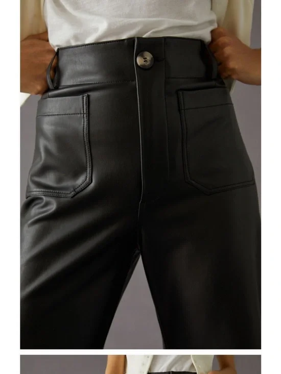 Colette Cropped Vegan Leather Pants - Picture 3 of 15